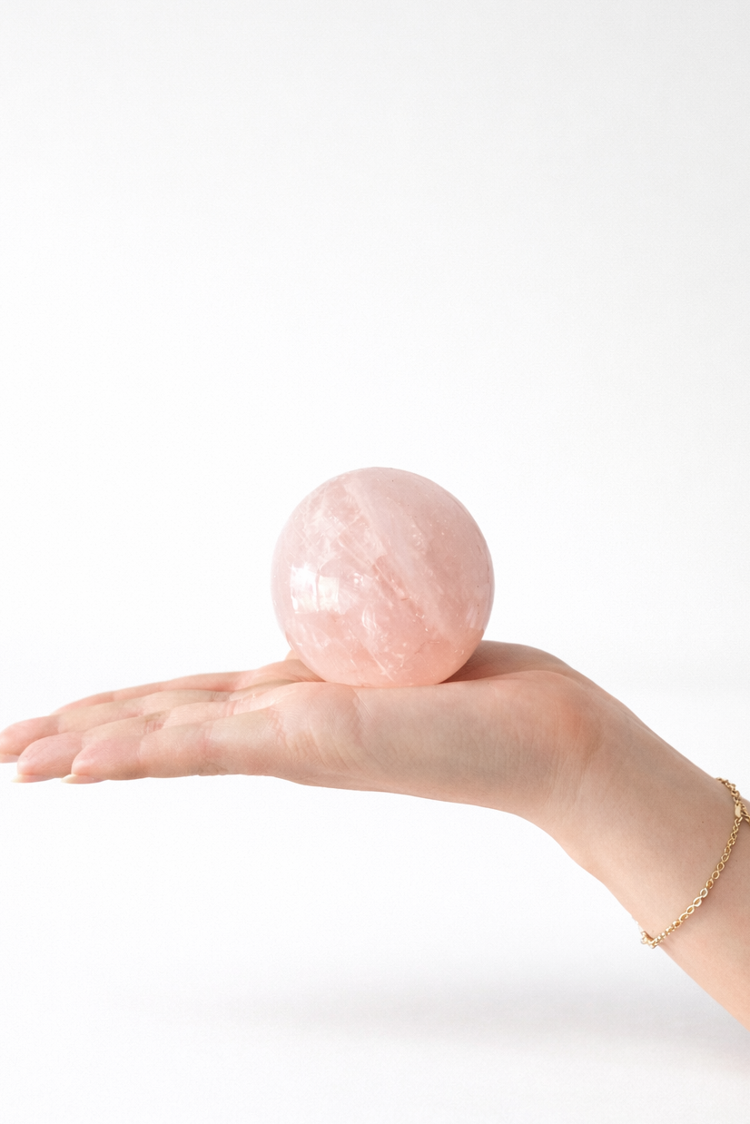 Esfera de cuarzo rosa | amor – sanación – calma
